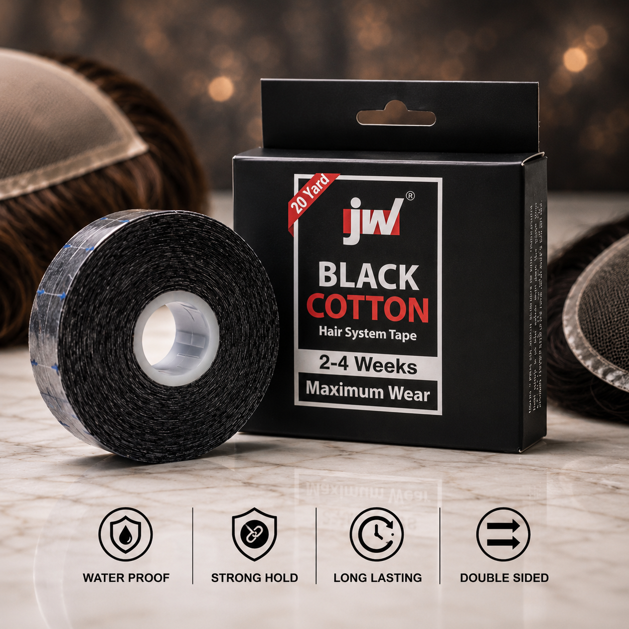 Black Cotton Tape The Ramaya Hair Extensions